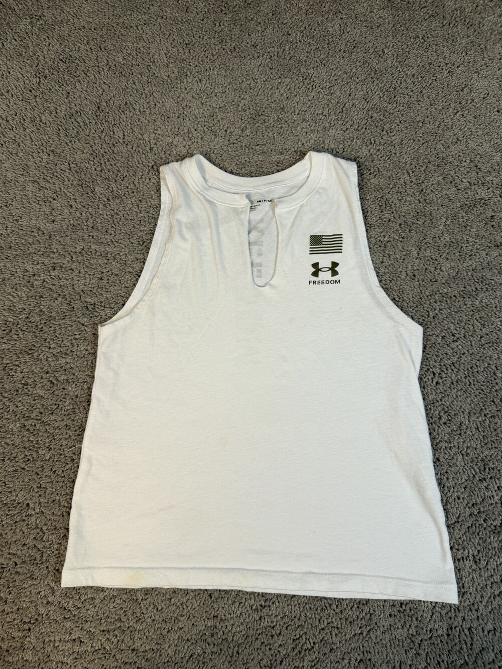 Under Armour Tank Boys S White Sleeveless Freedom Graphic Logo Activewear